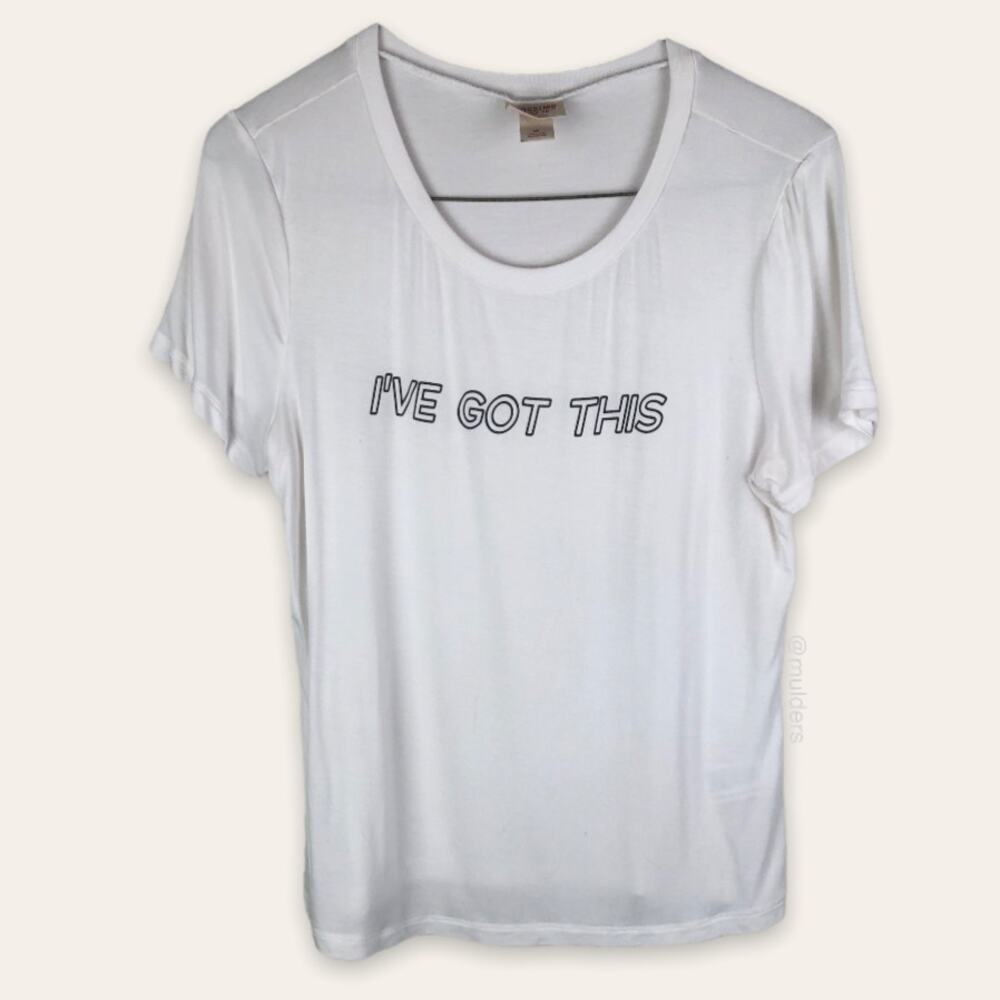 Mossimo Supply Co White Short Sleeve "I've Got This" Graphic Shirt
